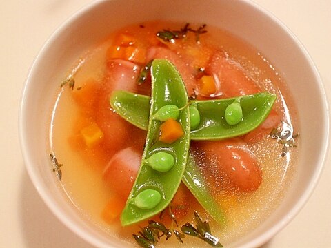 【簡単】タイムが香るソーセージのスープ